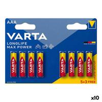 Batterijen Varta longlife max power aaa - lr03 1,5 V AAA (8 Onderdelen) (10 Stuks)
