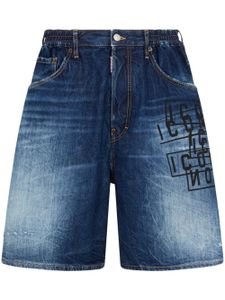 DSQUARED2 short en jean à logo imprimé - Bleu