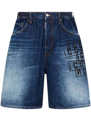 DSQUARED2 short en jean à logo imprimé - Bleu