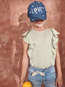 Denim driekwartbroek met strik voor meisjes double stone