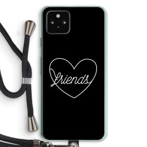 Friends heart black: Pixel 5a 5G Transparant Hoesje met koord