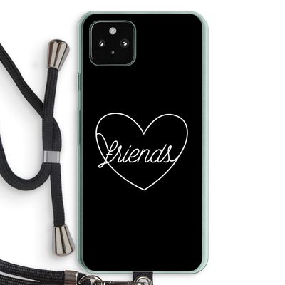 Friends heart black: Pixel 5a 5G Transparant Hoesje met koord