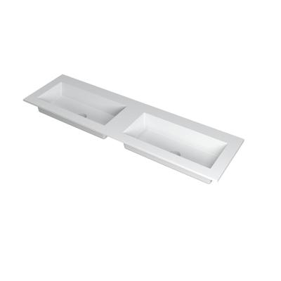 INK Kraft Wastafel Dubbele Bak Zonder Kraangaten - 1600x450x10 mm - Mat Wit