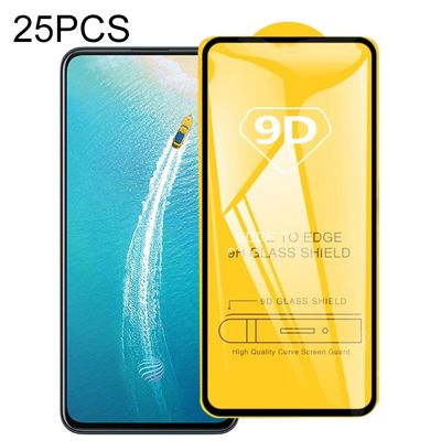 Voor Vivo V17 25 PCS 9D Full Glue Full Screen Tempered Glass Film
