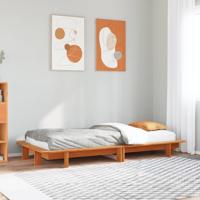 Bedframe zonder matras massief grenenhout wasbruin 90x190 cm