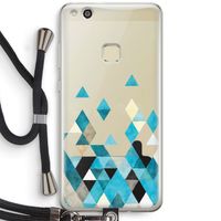 Gekleurde driehoekjes blauw: Huawei Ascend P10 Lite Transparant Hoesje met koord
