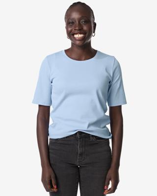 HEMA Dames T-shirt Clara rib blauw (blauw)