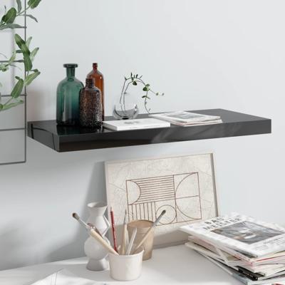 Wandschap zwevend 60x23,5x3,8 cm MDF hoogglans zwart