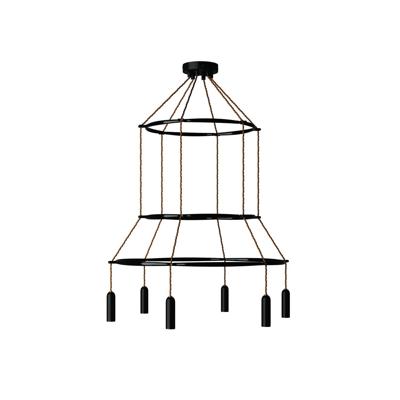 Kroonluchter zwart modern 6x E14 (met led lampen)