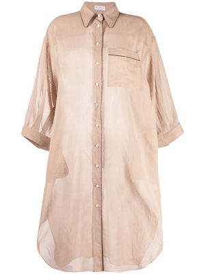 Brunello Cucinelli chemise oversize à détail de chaine boule Monili signature - Tons neutres