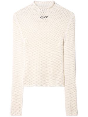 Off-White haut en maille ajourée - Tons neutres