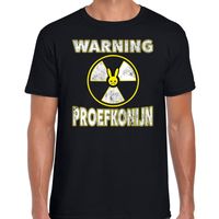 Halloween warning proefkonijn verkleed t-shirt zwart voor heren - thumbnail