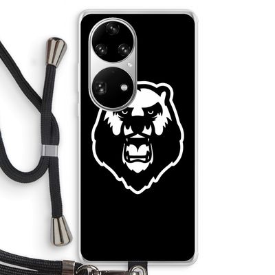 Angry Bear (black): Huawei P50 Pro Transparant Hoesje met koord