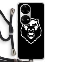 Angry Bear (black): Huawei P50 Pro Transparant Hoesje met koord