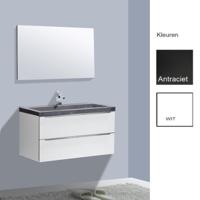 Badkamermeubelset Sanilux Senza Stone 100x47x50 cm Zonder Kraangat Hoogglans Antraciet