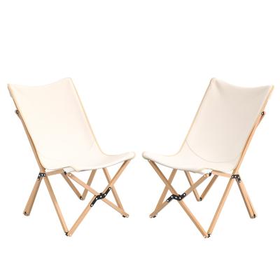 Ligstoel Set van 2 Klapstoel van Bamboe Vouwstoel tot 150 kg Belastbaar Inklapbare Campingstoel Strandstoel voor Camping Beige