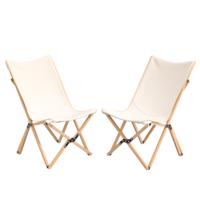 Ligstoel Set van 2 Klapstoel van Bamboe Vouwstoel tot 150 kg Belastbaar Inklapbare Campingstoel Strandstoel voor Camping Beige