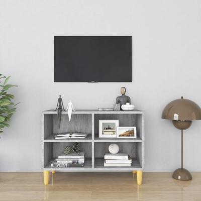 Tv-meubel met houten poten 69,5x30x50 cm grijs sonoma eiken