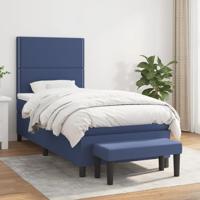 Boxspring met matras stof blauw 90x200 cm