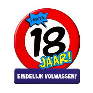 Stopbord 18 jaar wenskaart/verjaardagskaart - 16 x 14 cm - verjaardag / sweet eighteen - cadeau