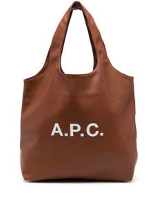 A.P.C. sac cabas à logo imprimé - Marron