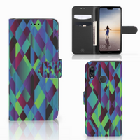 Huawei P20 Lite Book Case Abstract Green Blue - thumbnail