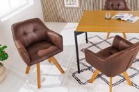 Design stoel LOFT antiek bruin draaiframe van massief beukenhout met armleuning - 42389