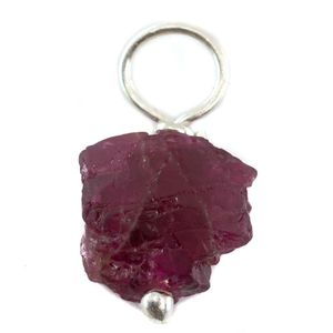 Ruwe Edelsteen Hanger Roze Toermalijn 925 Zilver (8 - 12 mm)
