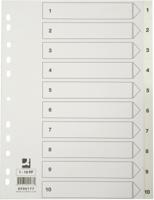 Q-CONNECT tabbladen, A4, PP, 11-gaatsperforatie,met indexblad, set van 1-10, wit