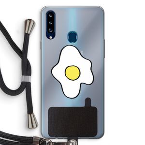 Spiegelei: Samsung Galaxy A20s Transparant Hoesje met koord
