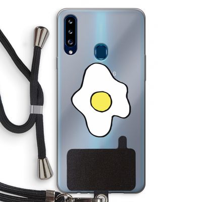 Spiegelei: Samsung Galaxy A20s Transparant Hoesje met koord