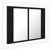 vidaXL Badkamerkast met spiegel en LED 60x12x45 cm acryl zwart - thumbnail