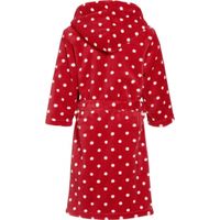 Rode fleece badjas met Oeko Tex keurmerk voor kinderen - thumbnail