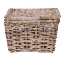 Leen Bakker - Mand Met Deksel Meike - Antiek - 47x34x35 Cm - Rotan - Grijs