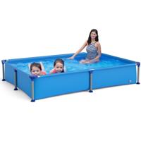 Opzetzwembad Rechthoekig Buitenzwembad voor Kinderen vanaf 3 Jaar met Metalen Frame voor Tuin 228 M x 159 M x 42 CM