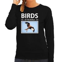 Rode wouw vogels sweater / trui met dieren foto birds of the world zwart voor dames - thumbnail