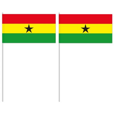 Zwaaivlaggetjes Ghana vlag - 10x - 12 x 24 cm - papier/plastic - handvlaggetje