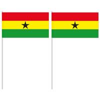 Zwaaivlaggetjes Ghana vlag - 10x - 12 x 24 cm - papier/plastic - handvlaggetje
