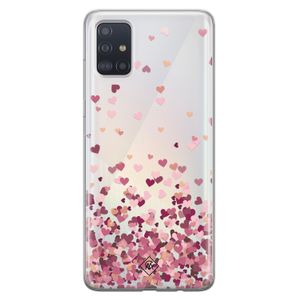 Samsung Galaxy A51 transparant hoesje - Falling hearts