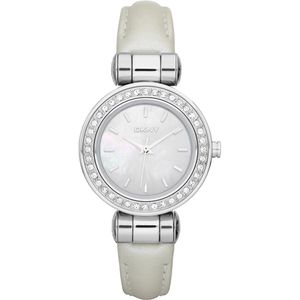 Horlogeband (Band + Kastcombinatie) DKNY NY8564 Leder Crèmewit