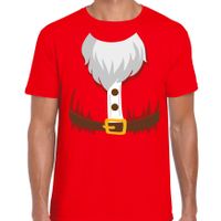 Kerstman kostuum verkleed t-shirt rood voor heren - thumbnail