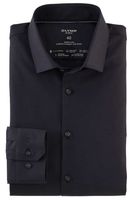 OLYMP No. Six 24/Seven Dynamic Flex Super Slim Jersey shirt zwart, Effen - thumbnail