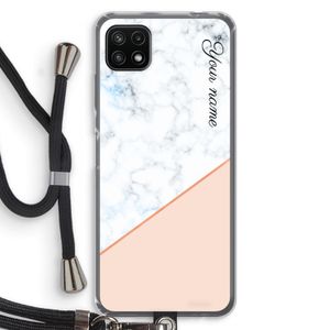 Marmer in stijl: Samsung Galaxy A22 5G Transparant Hoesje met koord