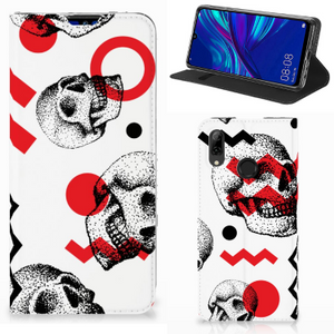 Mobiel BookCase Huawei P Smart (2019) Skull Red