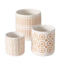 Bloempot set 3-dlg aardewerk met print Bloempot set 3-dlg aardewerk met print