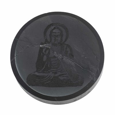 Edelsteen Shungiet Ronde Oplaad Onderzetter 5 cm - Boeddha