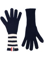 Thom Browne gants en cachemire à bandes signature - Bleu - thumbnail