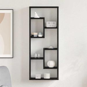 Wandplank 36x16x90 cm bewerkt hout zwart eikenkleurig