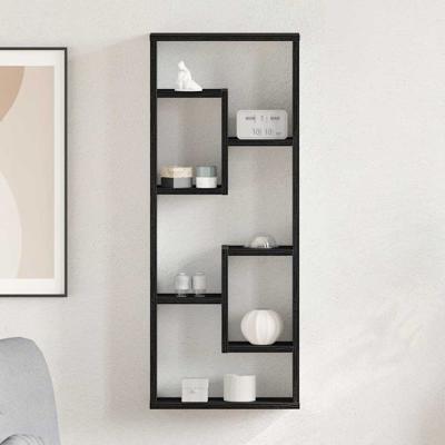Wandplank 36x16x90 cm bewerkt hout zwart eikenkleurig