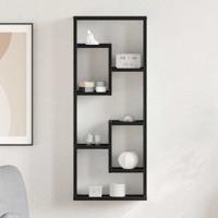 Wandplank 36x16x90 cm bewerkt hout zwart eikenkleurig